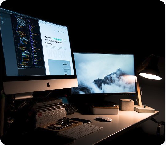 Designer workstation with interface design and development screens